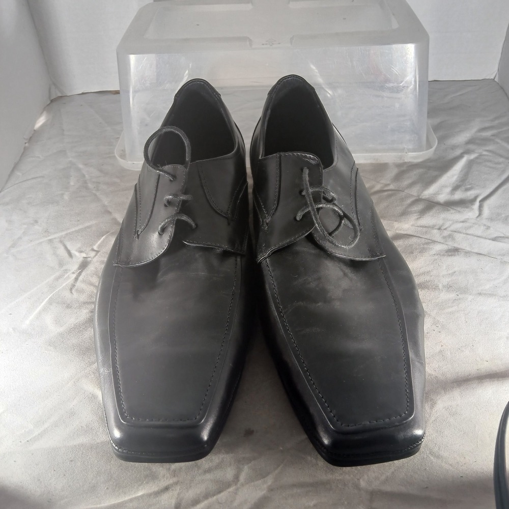 Kenneth Cole Select Your Role Oxford 12M Black Leather Square Toe Dress Shoes - Picture 3 of 10